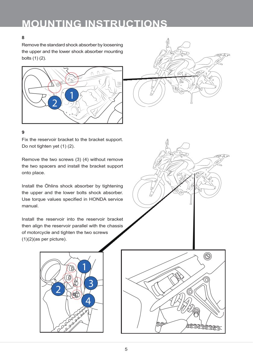 โช๊ค โช๊คแต่ง โช๊คมอเอตร์ไซค์ OHLINS FOR HONDA CB650F/CB650F