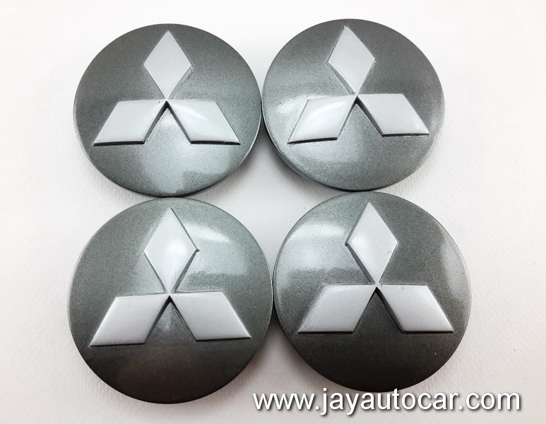 ฝาล้อรถยนต์ ฝาล้อแม็กซ์ ฝาล้อแต่ง MITSUBISHI สำหรับ ล้อแม็ก เดิม แท้ สีเทา โลโก้สีขาว 1ชุด 4ชิ้น ไซต์มาตรฐาน