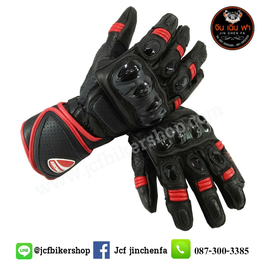 ถุงมือมอไซค์ ถุงมือมอเตอร์ไซค์ ถุงมือขับมอเตอร์ไซค์ ถุงมือ DUCATI ข้อยาว V2