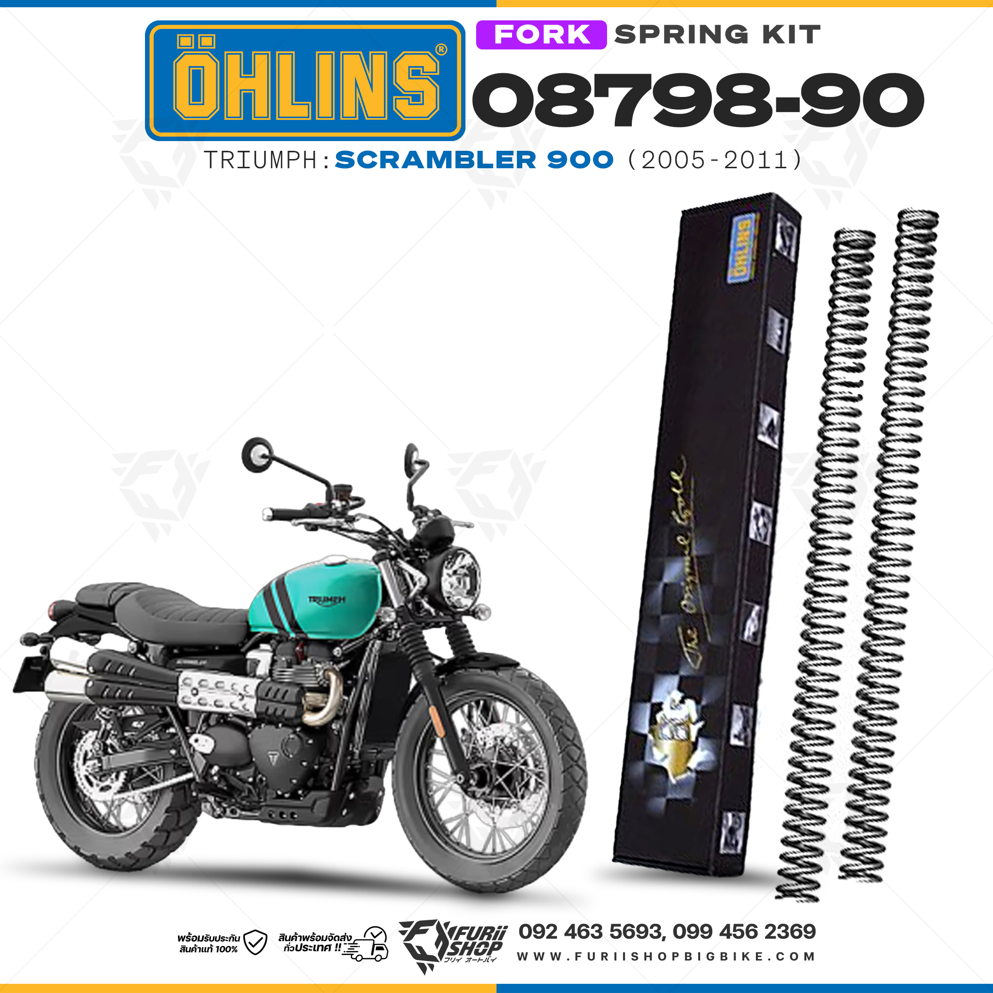 สปริงโช้คหน้า Ohlins 08798-90 For Triumph Scrambler 900 2005-2011