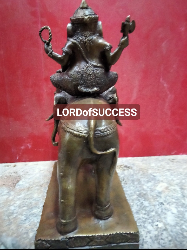 พระพิฆเนศทรงช้างเอราวัณ เนื้อทองเหลือง สูง 12 นิ้ว