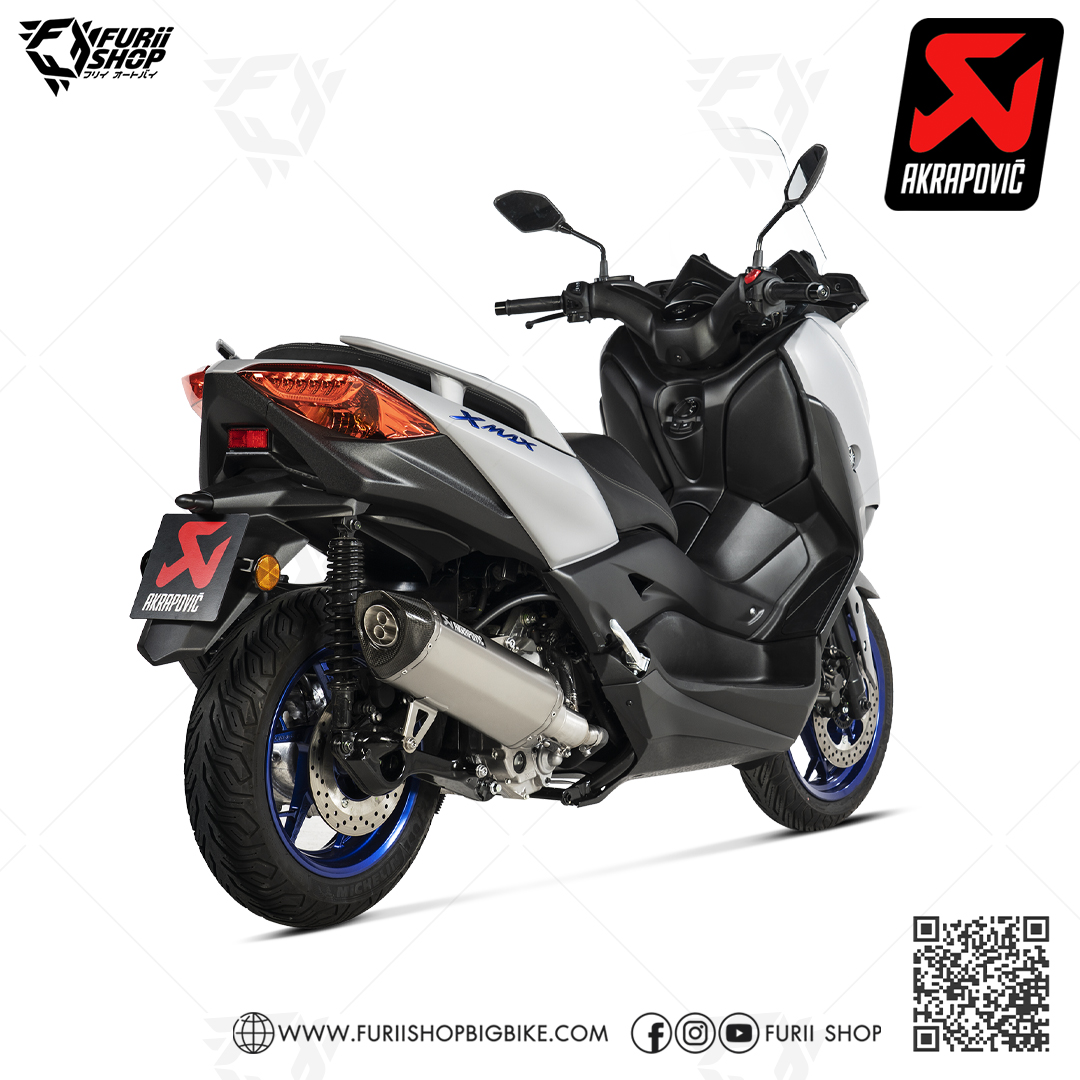 ท่อมอเตอร์ไซค์/ท่อแต่ง/ท่อไอเสีย Akrapovic Slip on Titanium Logo Aluminium 2 Holes : for Yamaha XMax 300 2017-2020/All new euro5 2021-2023