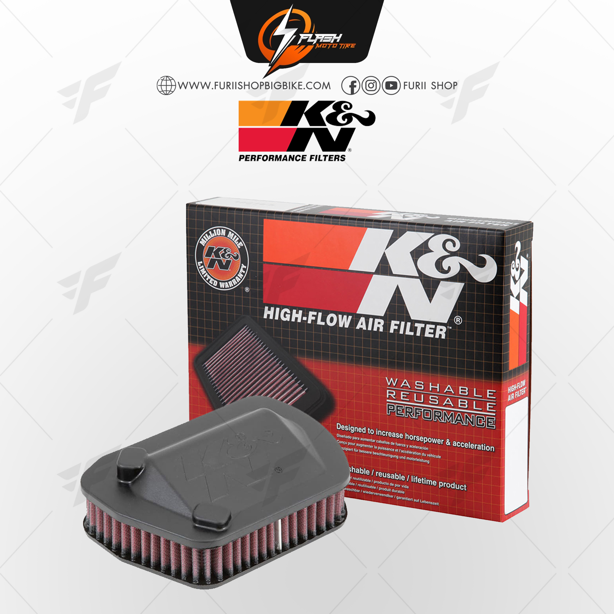 กรองอากาศ K&N สำหรับ YAMAHA
