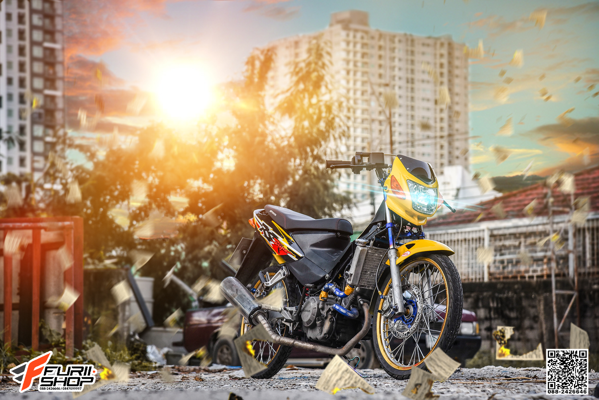 สายHEL HONDA SONIC เดินทางเดิม หน้า สายCARBON หัวเบนโจสีเงิน