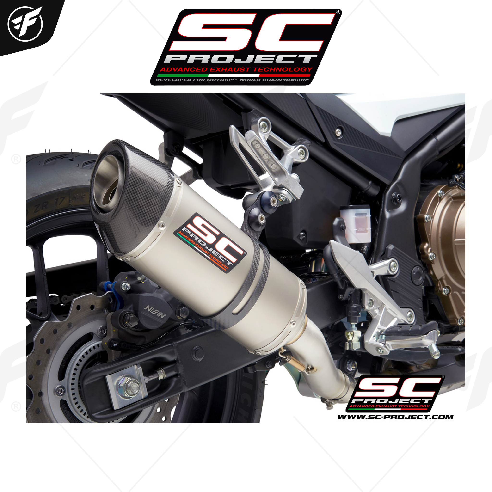 HONDA CB500 (2019 - 2020) - F - X - EURO 4 Oval Muffler, with carbon fiber end cap