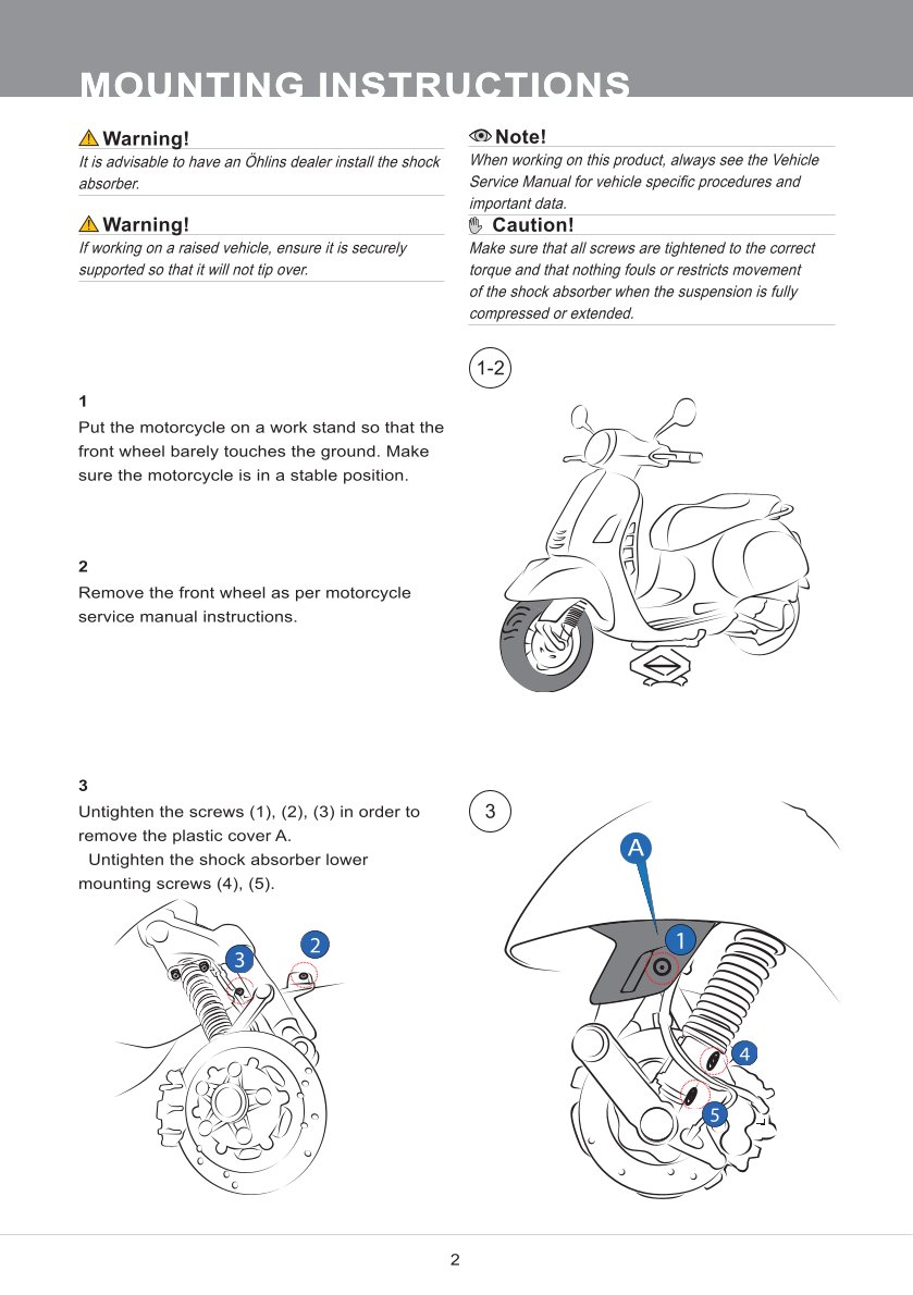 โช้คหน้า OHLINS PI411 For Vespa GTS300 2024
