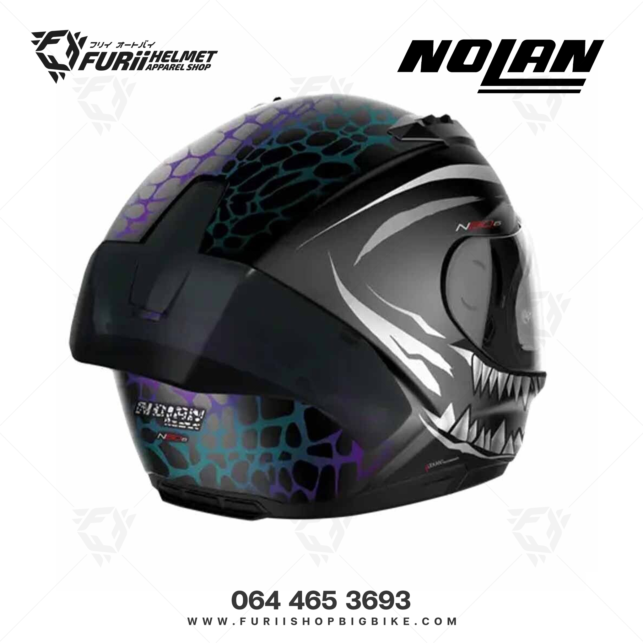 หมวกกันน็อคเต็มใบ NOLAN Ravenous Flat Black White (28)