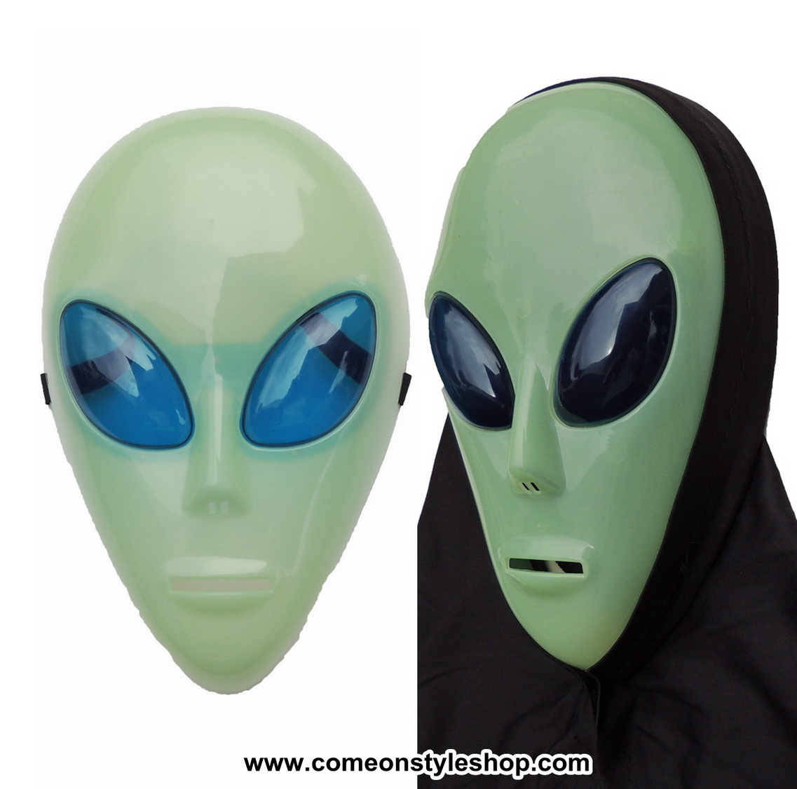 หน้ากากเอเลียน alien ยูเอฟโอ สีเขียวเรือนแสง หน้ากากปาร์ตี้ ออกงาน แฟนซี คอสเพลย์ หน้ากากคุณภาพ Green Alien UFO Space