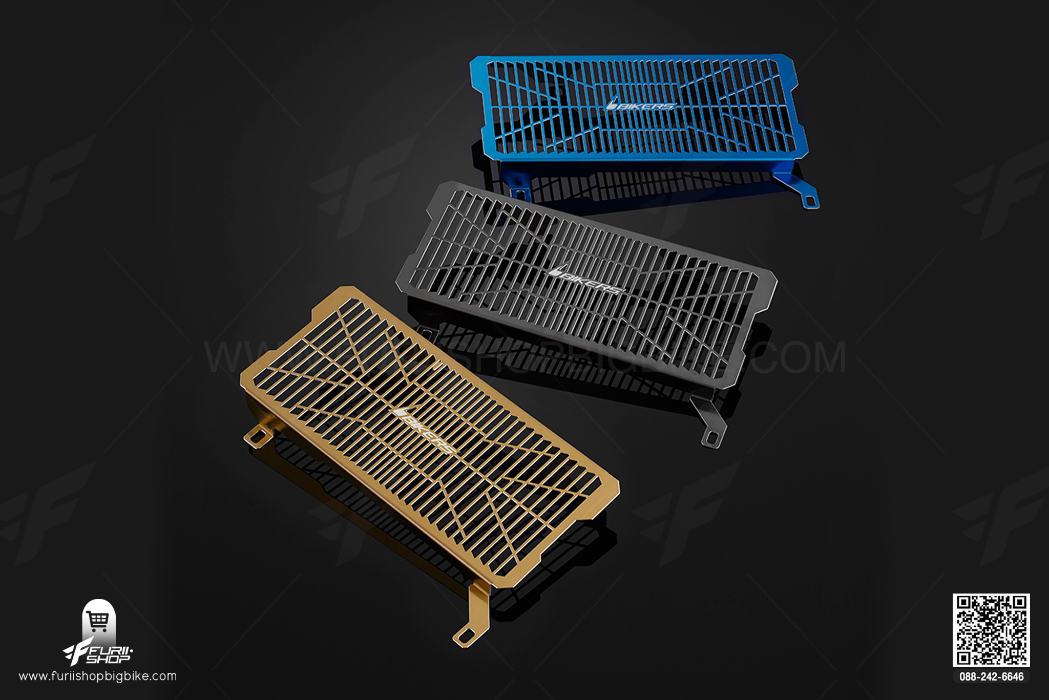 การ์ดหม้อน้ำ Stainless Titanium Coating Radiator Guard (1.2 mm) Bikers Versys650ABS 2015-2020