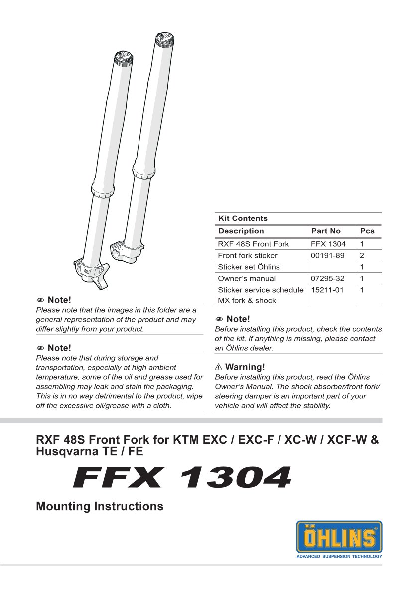 โช้คหน้า OHLINS FFX1304 FOR Husqvarna FE 450 2024