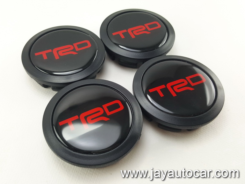 ฝาล้อรถยนต์ สีดำ สำหรับ ล้อแม็ก สติ๊กเกอร์ TRD ขนาด 58 มิล 1ชุด 4ชิ้น 58mm.