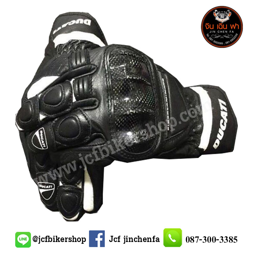 ถุงมือมอไซค์ ถุงมือมอเตอร์ไซค์ ถุงมือขับมอเตอร์ไซค์ ถุงมือ Ducati ข้อยาว V1