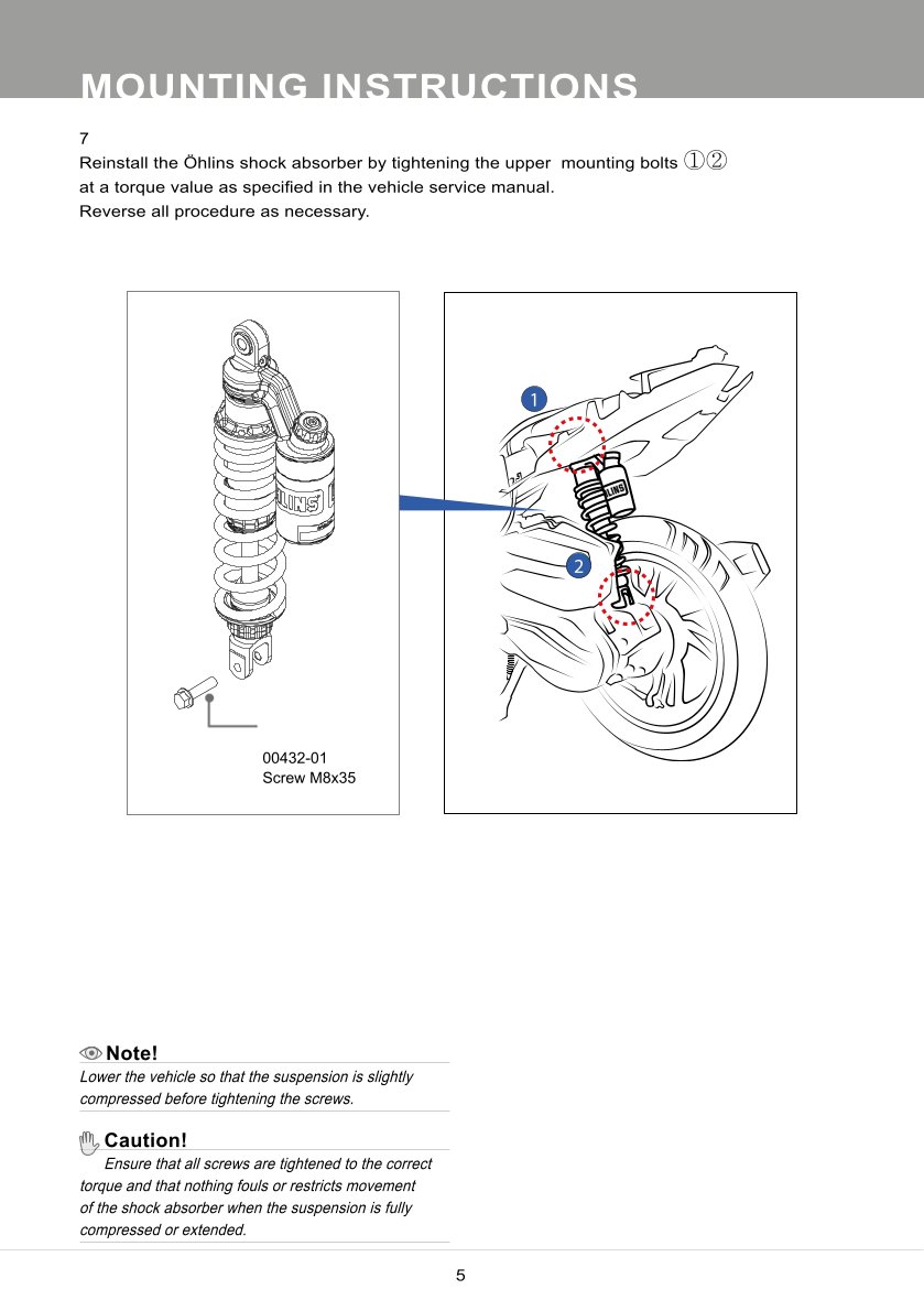 โช๊คหลังแต่ง Ohlins HO231 For Honda Click 160 ปี 2022-2023