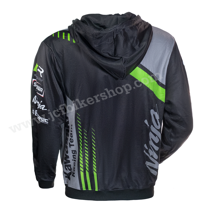 เสื้อฮู้ดมอเตอร์ไซค์ เสื้อฮู้ดบิ๊กไบค์ ผ้าCoolmax แห้งไวสีไม่ซีดไม่ยับ โมโตจีพี Kawasaki Racing Team