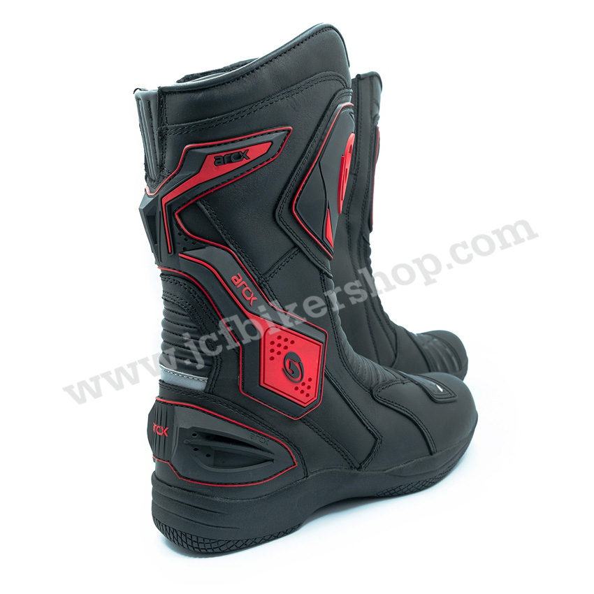 รองเท้าขี่มอเตอร์ไซค์ รองเท้าขับมอไซ รองเท้าขับbigbike รองเท้าARCX L60566 Black/Red วัสดุหนังวัวแท้+กันน้ำได้ดี