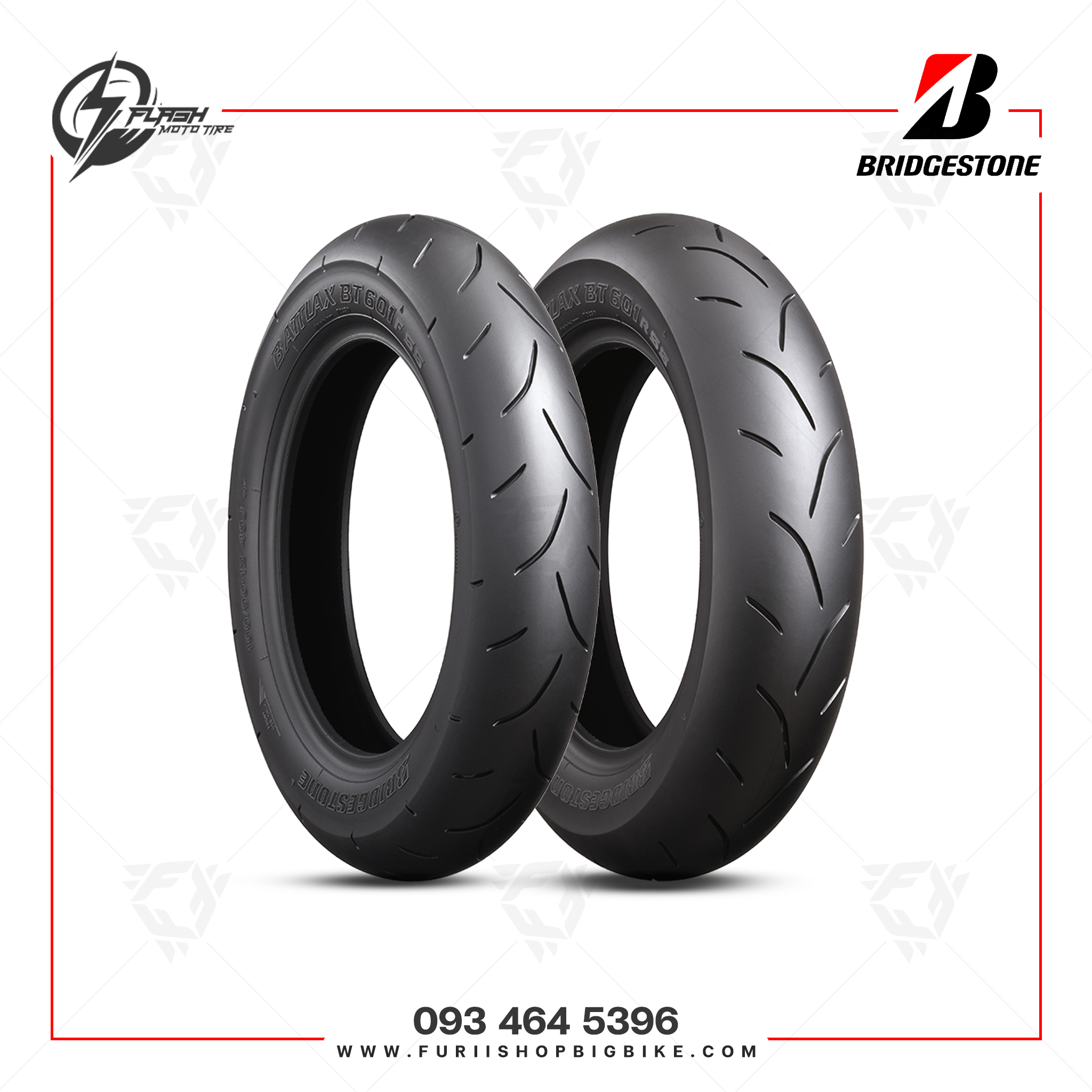 ยางมอเตอร์ไซค์ Bridgestone Battlax BT-601SS : F 100/90-12 + R 120/80-12