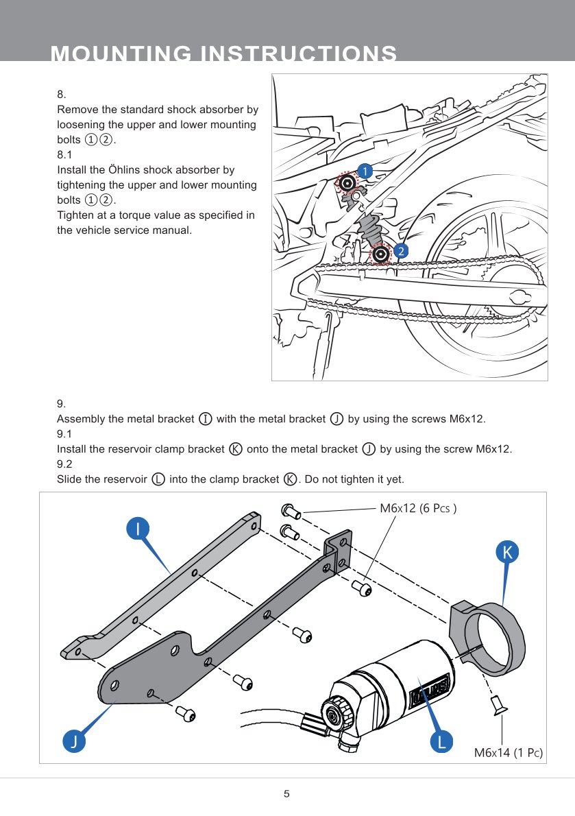 โช๊คหลังแต่ง Ohlins YA069 For Yamaha Exciter 150 Y15ZR ปี 2015-2020