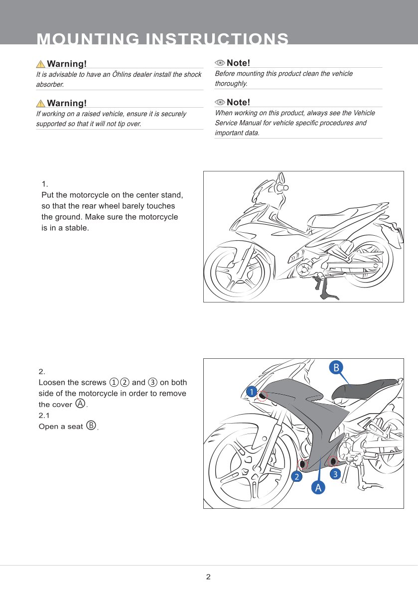 โช๊คหลังแต่ง Ohlins YA069 For Yamaha Exciter 150 Y15ZR ปี 2015-2020