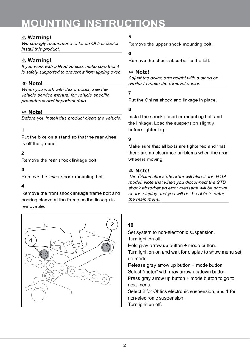 โช๊คหลัง OHLINS Sweden YA468 Yamaha YZF-R1, R1M, MT-10