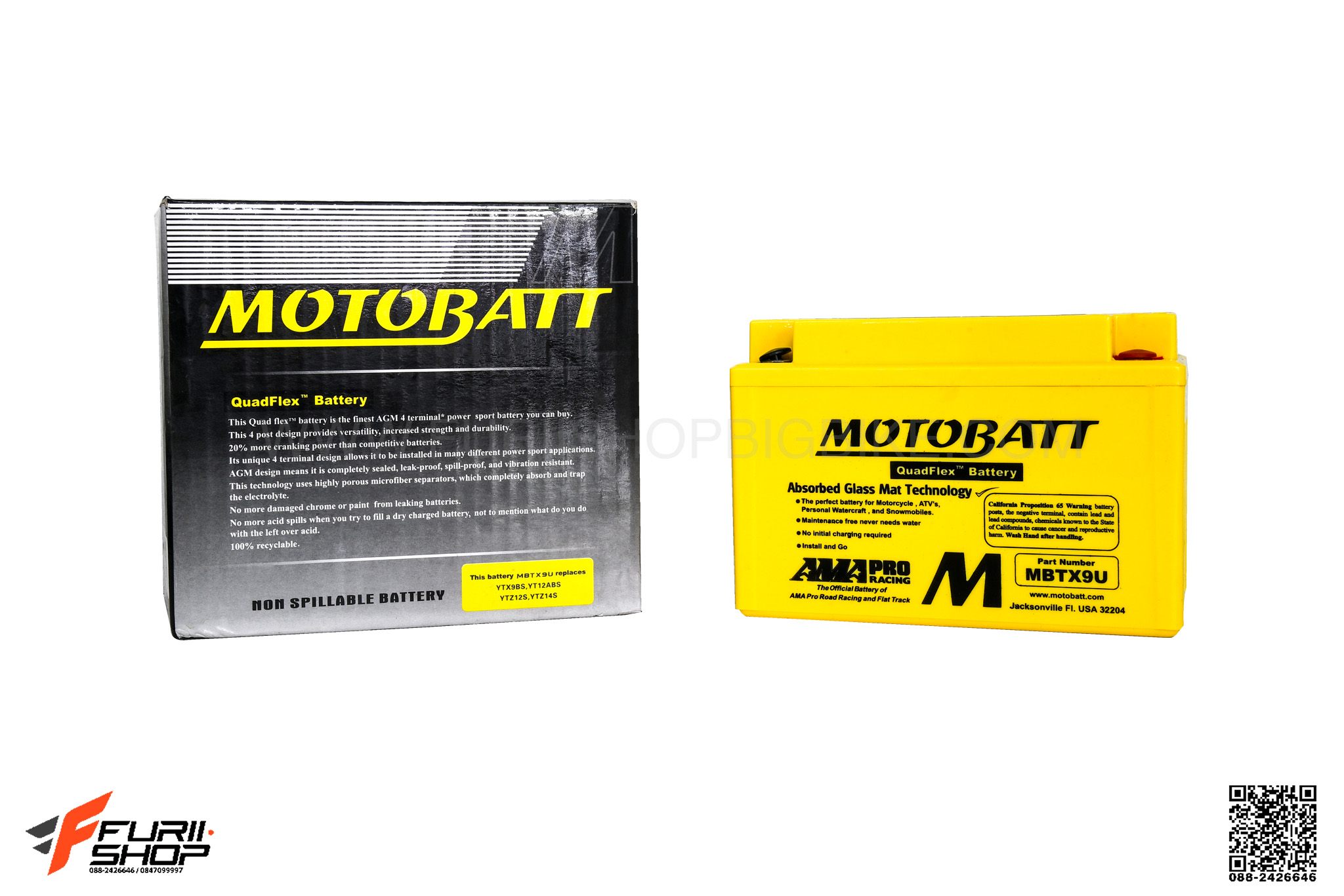 แบตเตอร์รี่ MOTOBATT รหัส MBTX9U FOR SUZUKI GSX-R1000 K5-L2 (2005-2012)