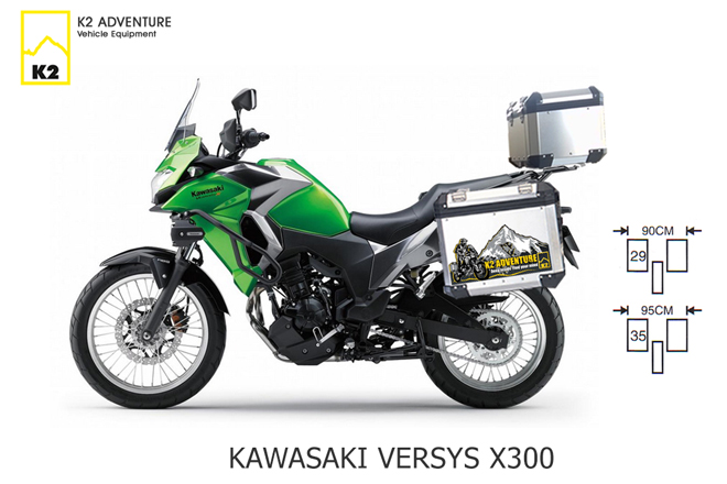 กล่องข้าง ปี๊บ 3 ใบ พร้อมแร็ค และเพลท K2 PRO 35L & 40L FOR KAWASAKI VERSYS X300