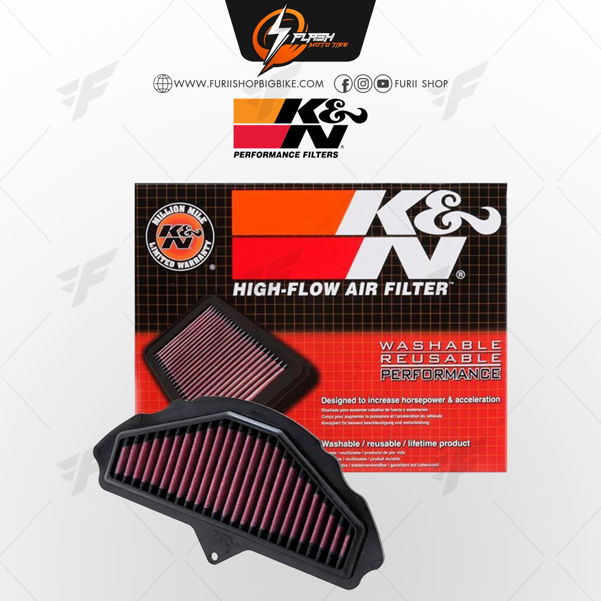 กรองอากาศ K&N สำหรับ KAWASAKI