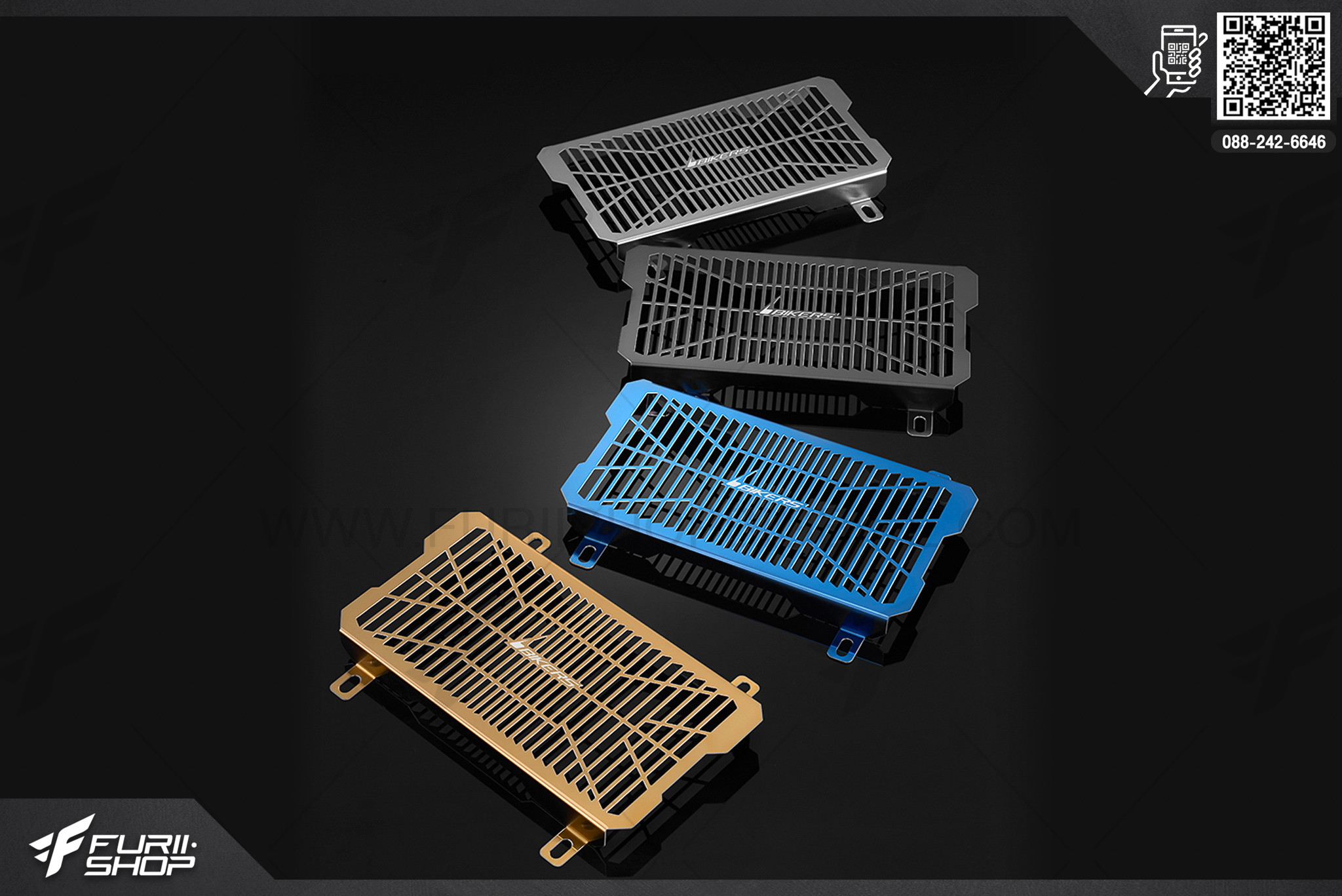 การ์ดหม้อน้ำสแตนเลส หนา 1.2 mm ชุบผิวไทเทเนียม (Titanium-Coated Stainless Radiator Guard (1.2 mm)) Kawasaki NINJA 250 (2013)