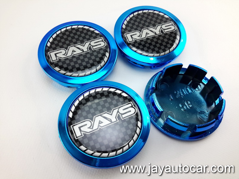 ฝาล้อรถยนต์ สำหรับ ล้อแม็ก สติ๊กเกอร์ RAYS น้ำเงิน ขนาด 58 มิล 1ชุด 4ชิ้น