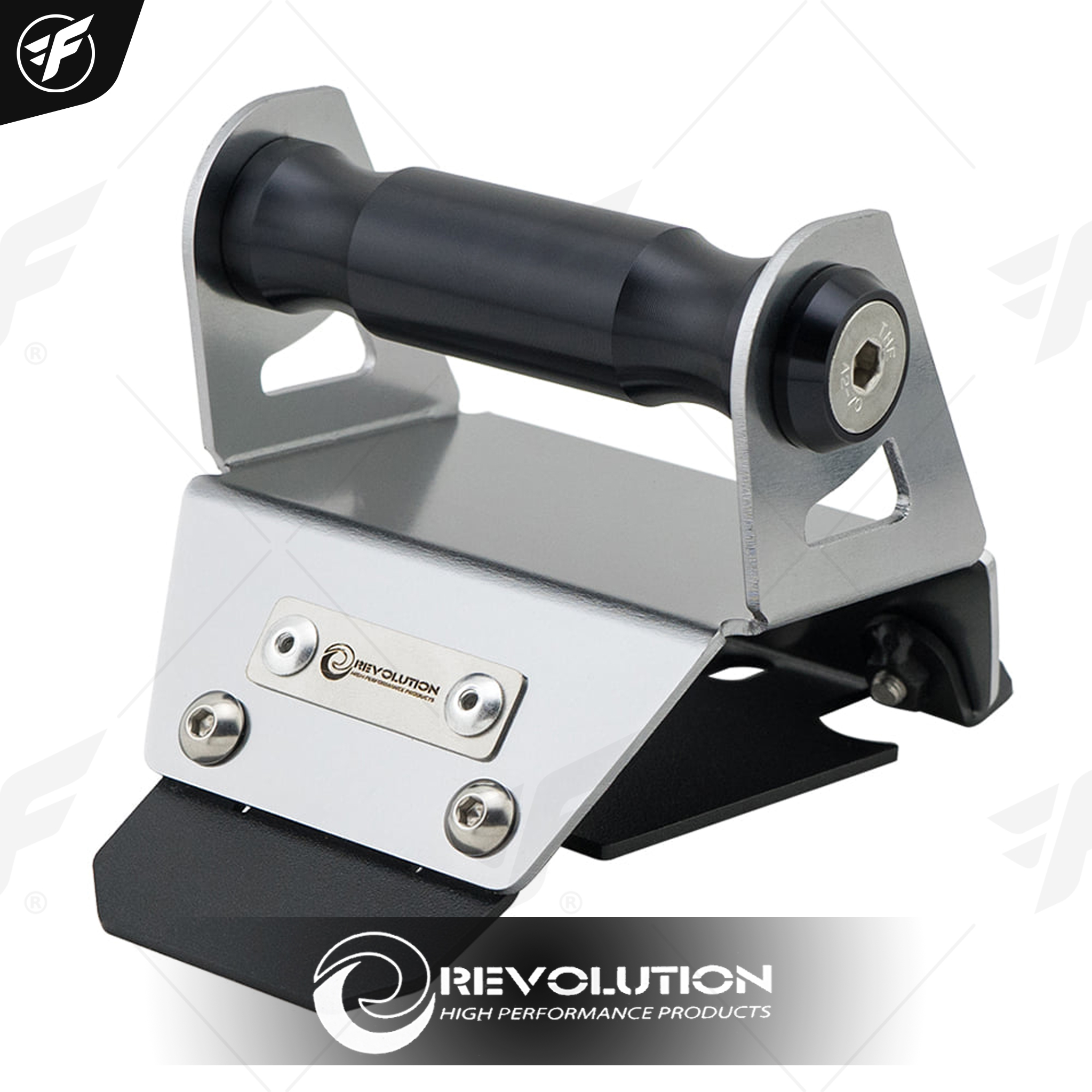 ขาจับมือถือยึดฝาครอบแฮนด์ (เหล็ก+มีเนียม) REVOLUTION V3 FORZA-350/300 NEW เงิน
