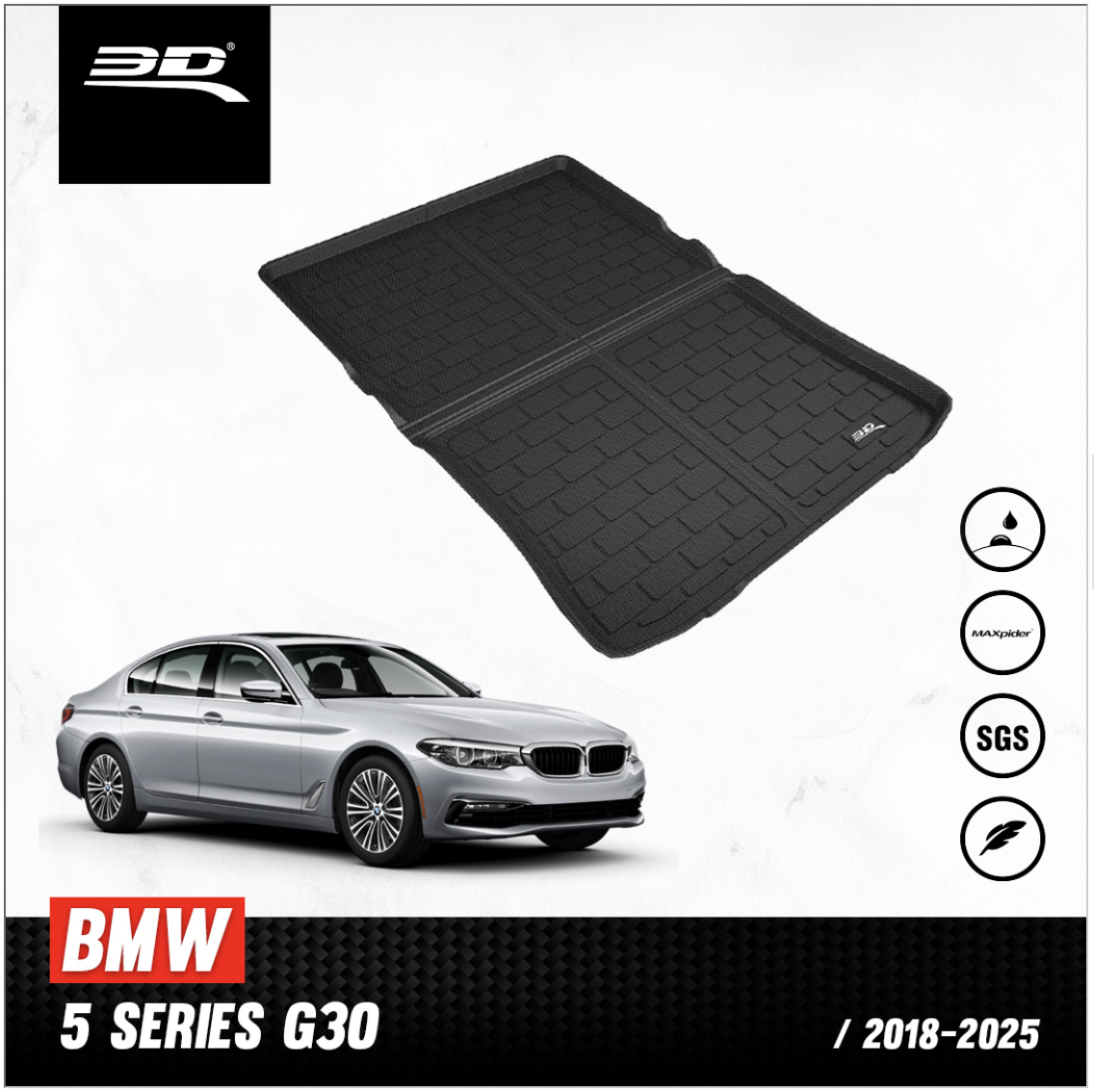 ถาดปูท้ายรถยนต์ BMW ยี่ห้อ 3D / BMW 5 SERIES G30 / G30 LCI **เครื่องดีเซล เท่านั้น**