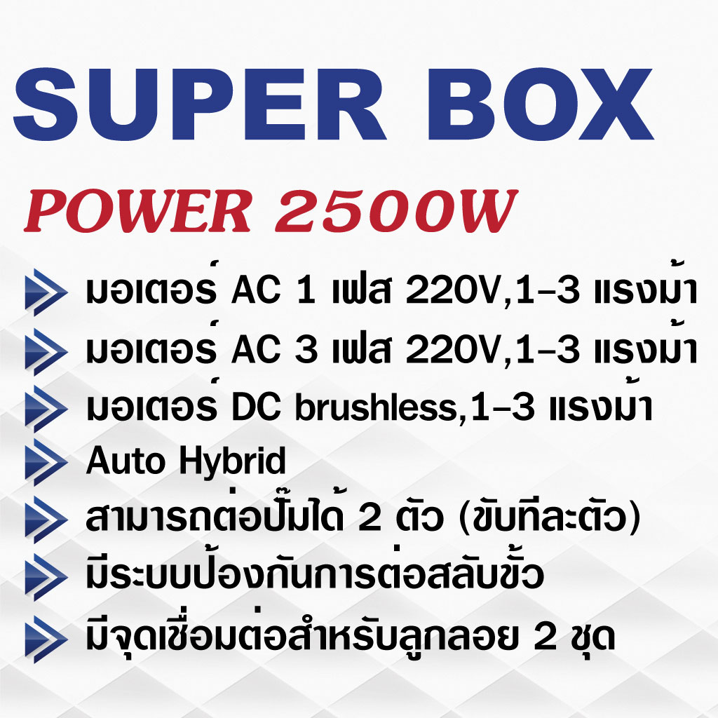 HANDURO กล่องคอนโทรล SUPERBOX TYPE : HD-SB-1/3PH-2500-A/D/BL 2500W มอเตอร์ AC 1 เฟส 220V,1-3 แรงม้า มอเตอร์ AC