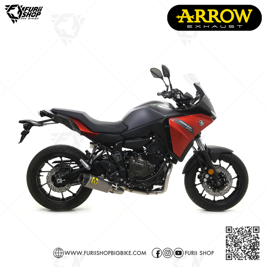 ท่อมอเตอร์ไซค์ Arrow Work Twist คอวน Titanium-Carbon : for Yamaha Fz07/Mt07 15-17/18-20/All new 2021-2022