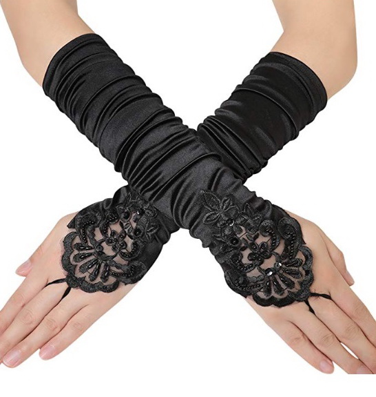 ถุงมือออกงาน สีดำ แบบยาว black glove