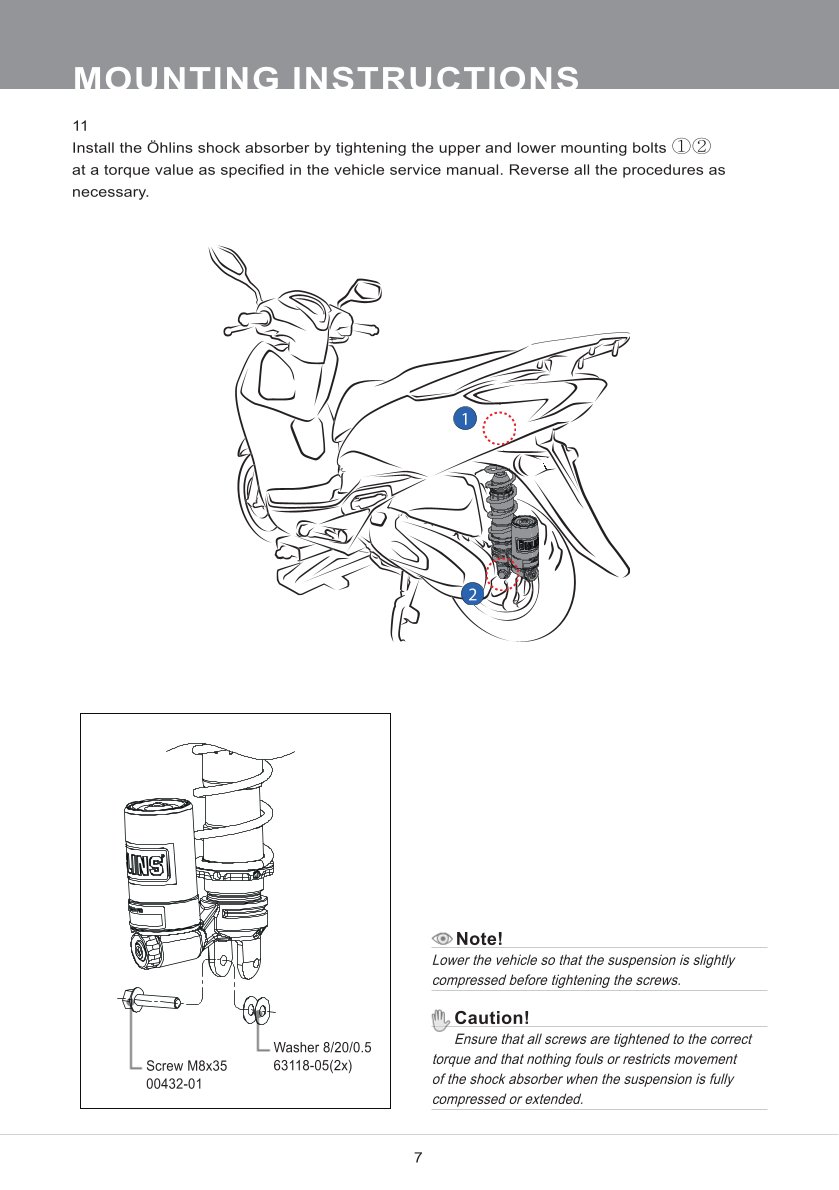 โช๊คหลังแต่ง Ohlins HO328 For Honda Lead 125 ปี 2023