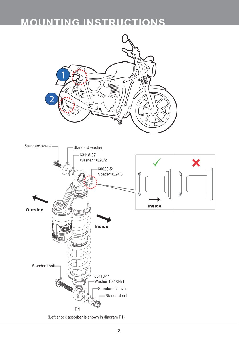 โช๊คหลังแต่ง Ohlins TR323 For Triumph Speed Twin 1200 ปี 2019-2023