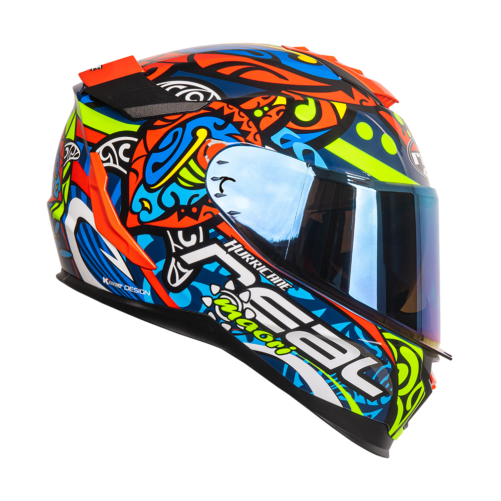 หมวกกันน็อคเต็มใบ หมวกกันน็อค Real Helmets รุ่น Hurricane Maori สีน้ำเงิน-แดง