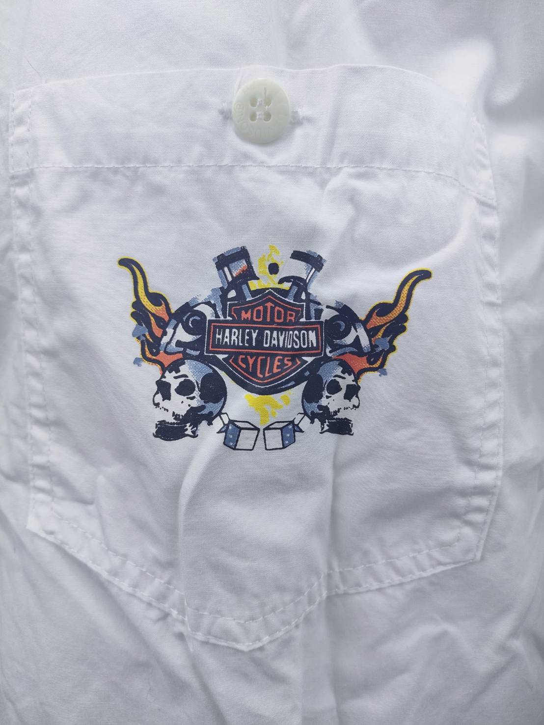 เสื้อ Shirt H-D พิมพ์ลาย โลโก้ เครื่องหัวกะโหลกคู่ ไซส์ M