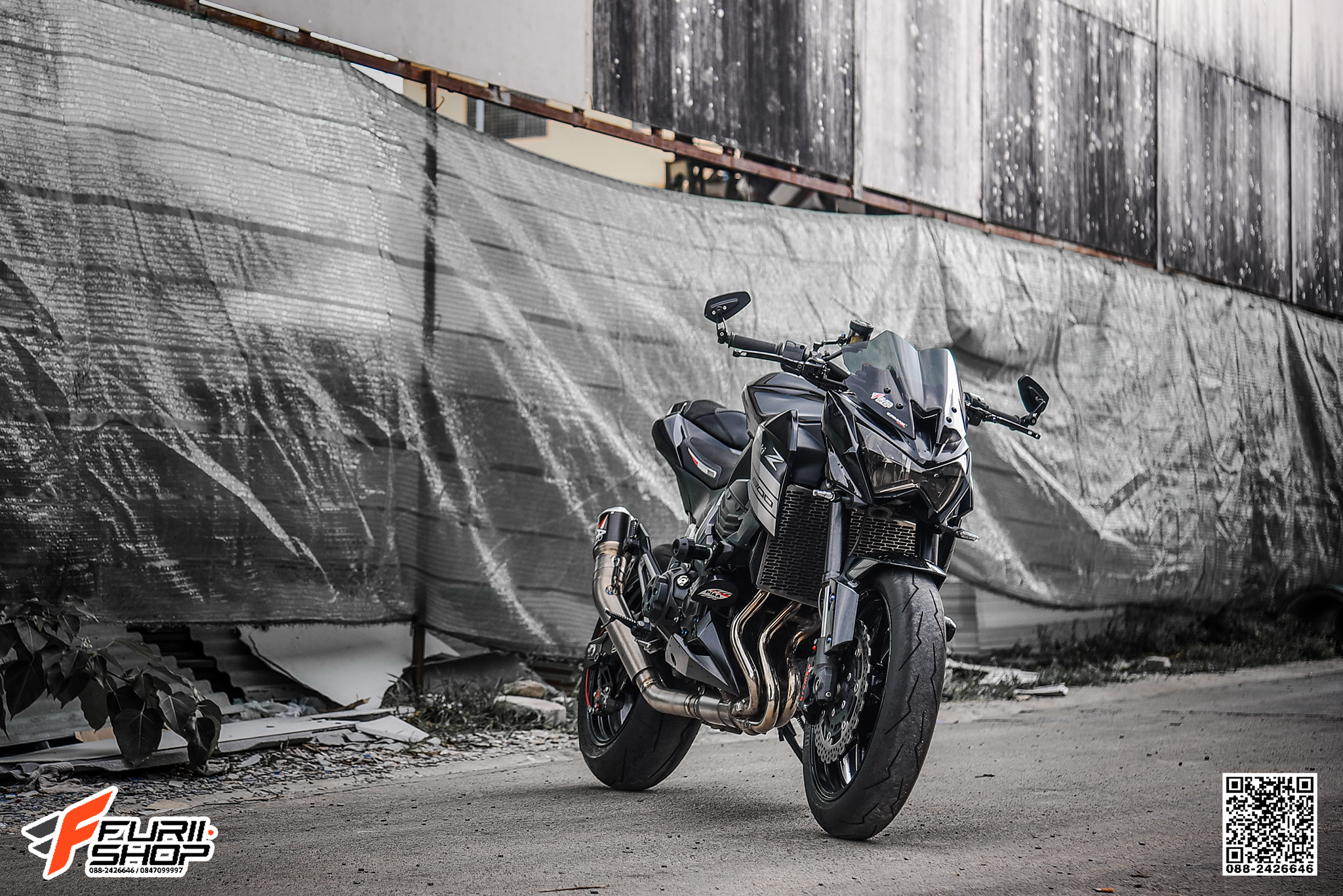 สายHEL KAWASAKI Z800 เดินทางเดิม หน้า-หลังเดินอ้อมปั๊ม สายสีแดง CARBON หัวเบนโจสีเงิน