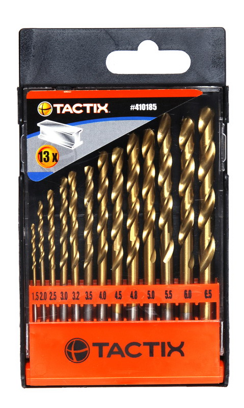 ดอกสว่านเจาะเหล็ก ไททาเนียม 410185 TACTIX 13ตัวชุด