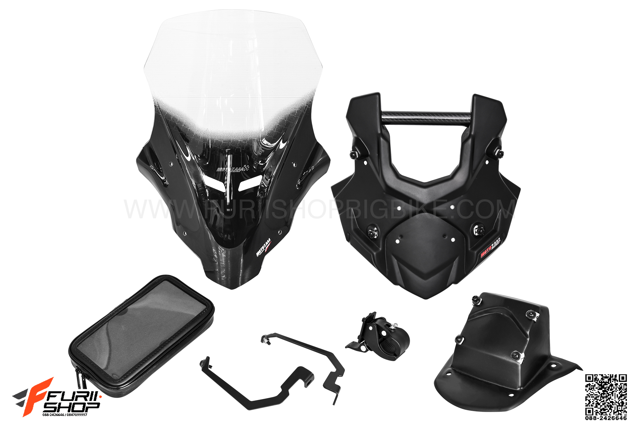 ชิวหน้า MOTOZAAA เช็ทพร้อมขาจับ GPS ซองโทรศัพท์ FOR YAMAHA MT07 โฉมเก่า