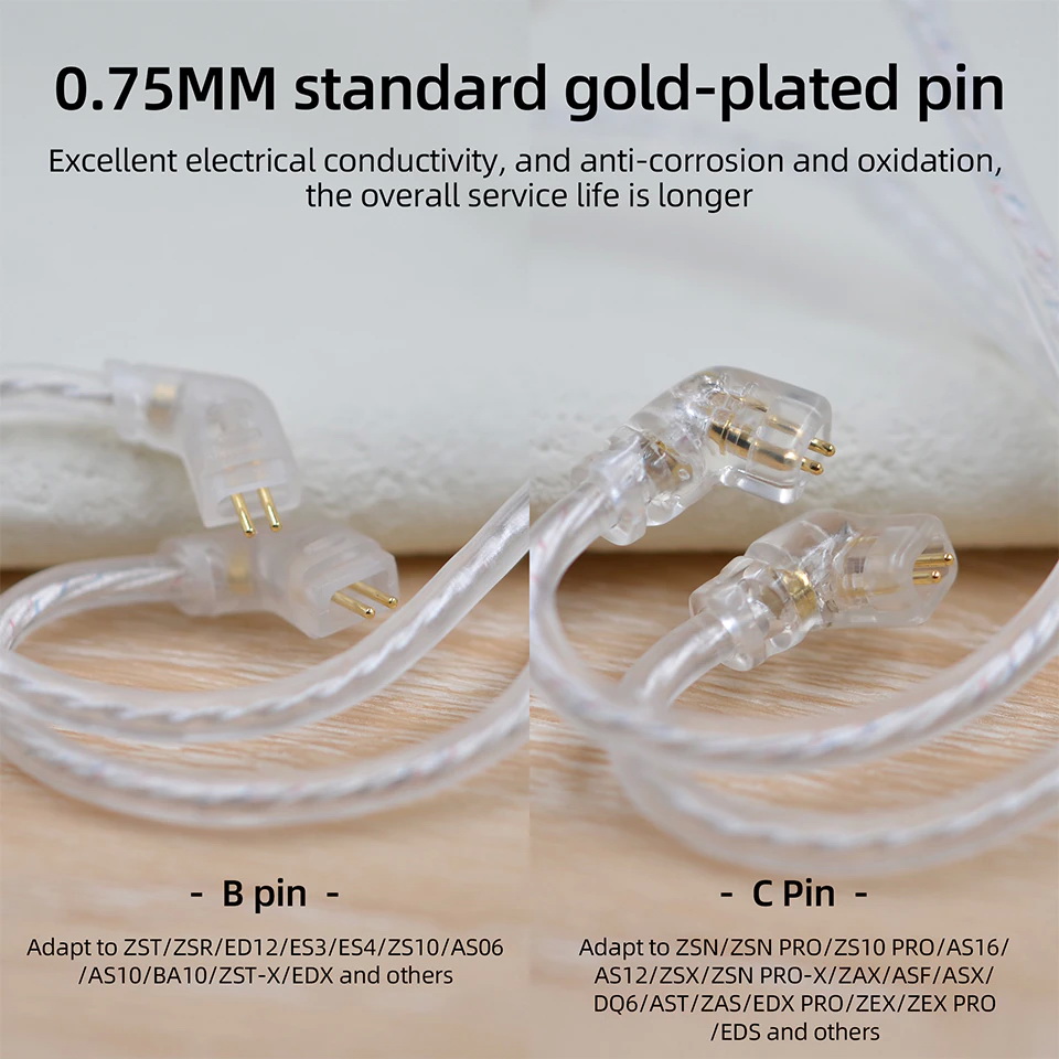 ขาย KZ New Silver สายอัพเกรดหูฟังชุบเงินถัก สาย Flat รุ่นล่าสุด
