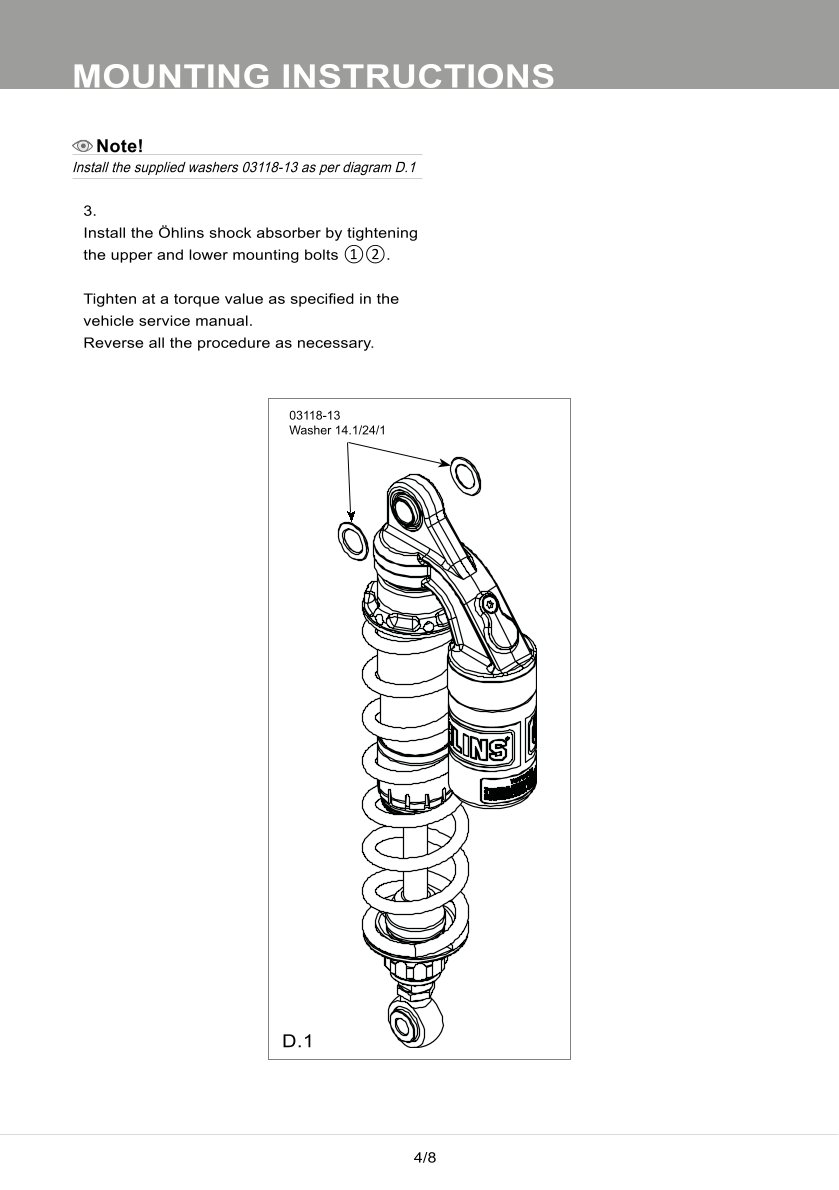 โช๊คหลังแต่ง Ohlins RE911 For Royal Enfield Interceptor 650 ปี 2019-2021