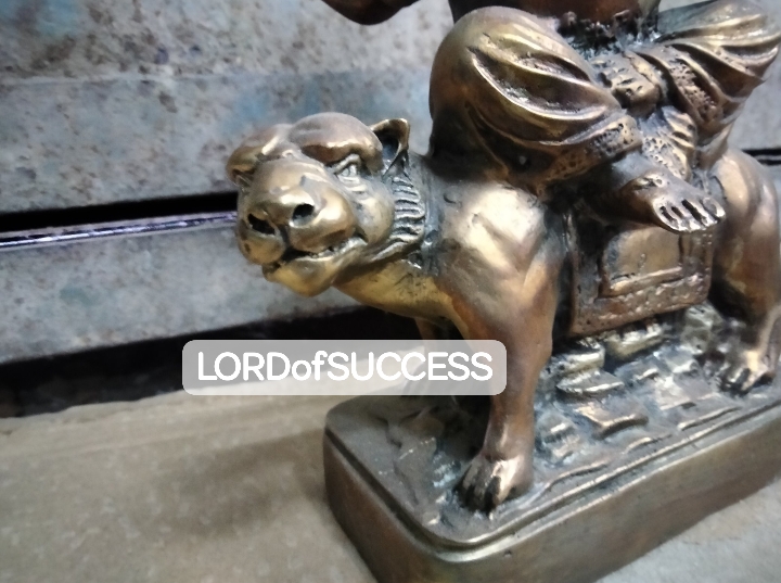 พระพิฆเนศ 3 เศียร ปางประทับเสือ เนื้อทองเหลือง ปางที่พระราชาในอินเดีย นิยมบูชามาก