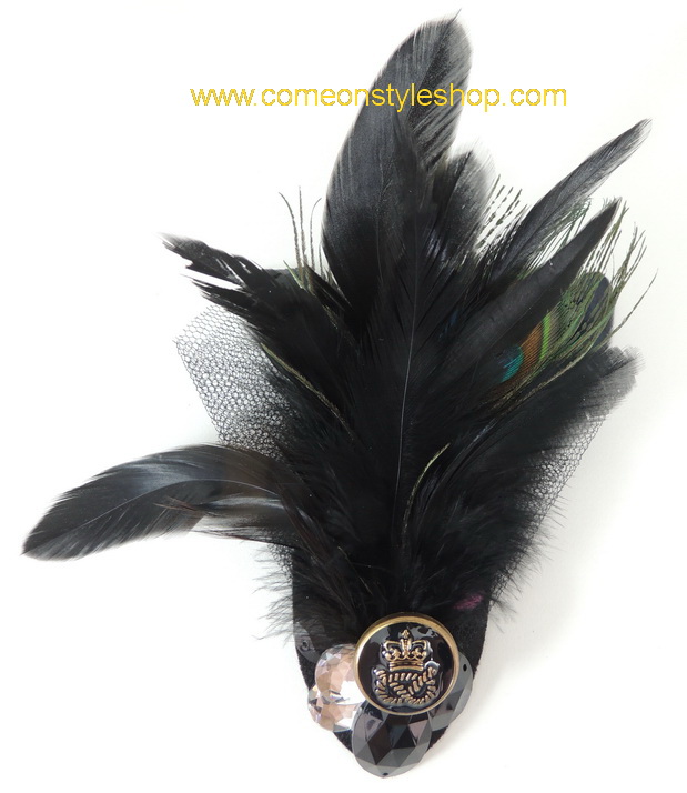 เข็มกลัดขนนก แนวเกาหลี หรือกิ๊บติดผม ประดับคริสตัล Feather Brooch or Hair Clip