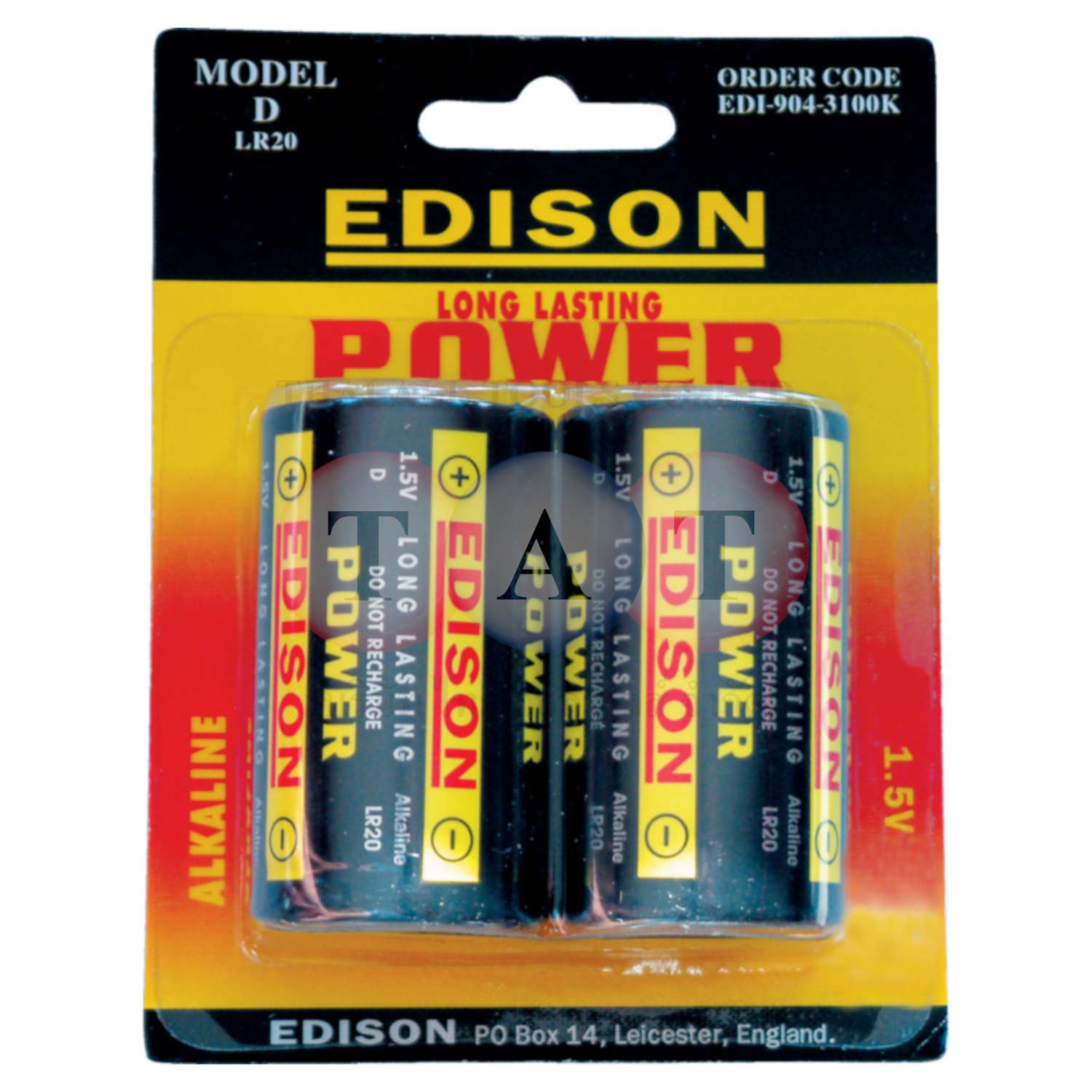 Edison.D Alkaline Batteries, Pack of 2