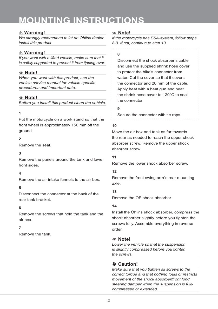 โช๊คหลังแต่ง Ohlins BM149 For BMW R 1250 GSA ปี 2019-2023