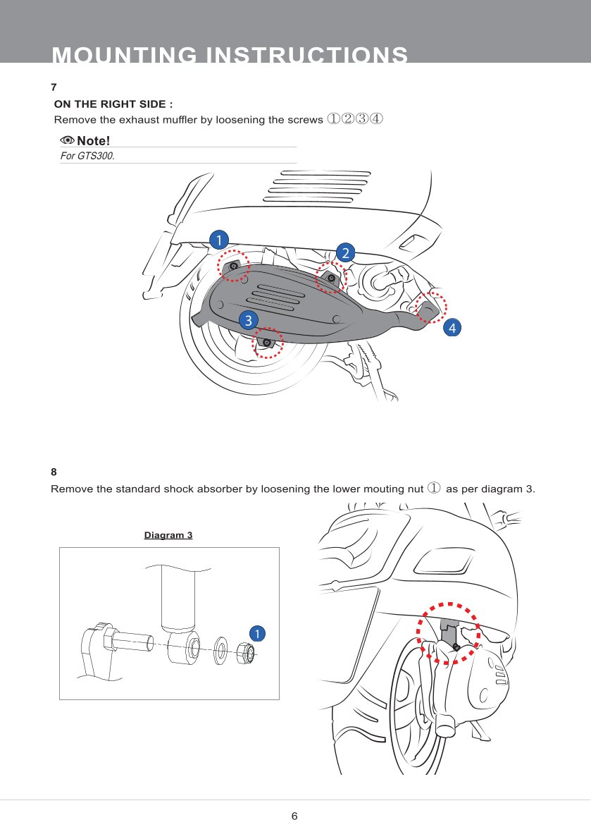 โช๊คหลังแต่ง Ohlins PI913 For Vespa GTS150/GTS300 ปี 2019-2023