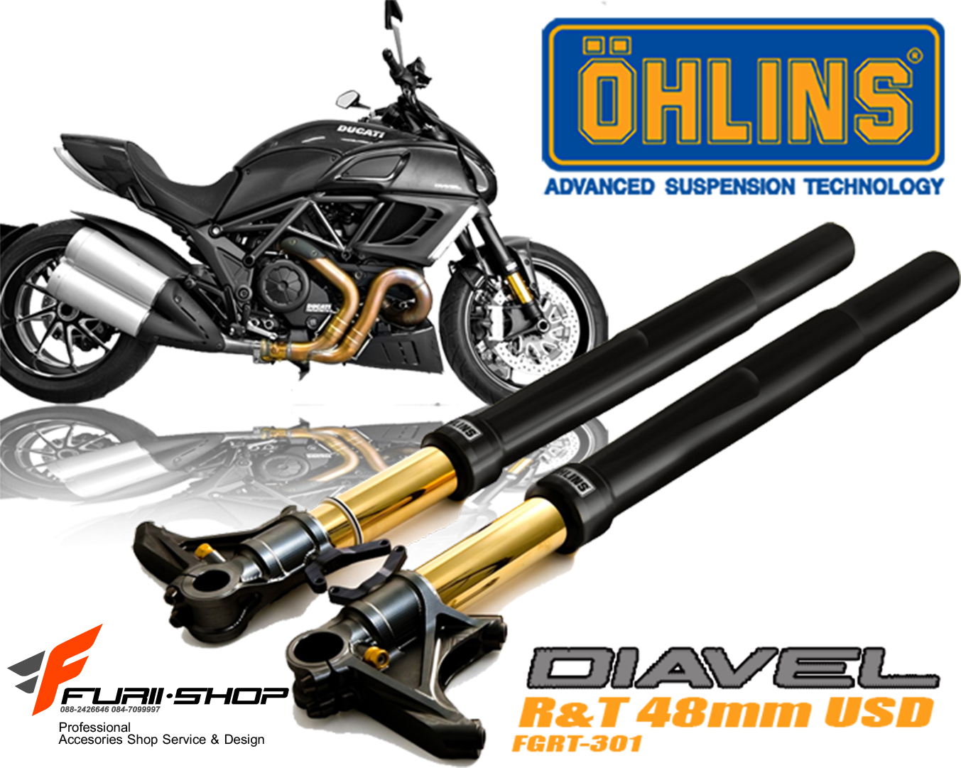 โช๊คหน้า OHLINS 47mm FOR DUCATI DIAVEL