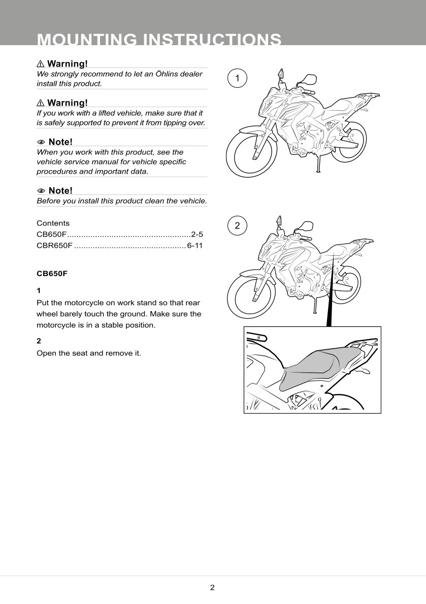 โช๊คหลัง OHLINS Sweden HO428 For Honda CB650F,CBR650F 2014-2016