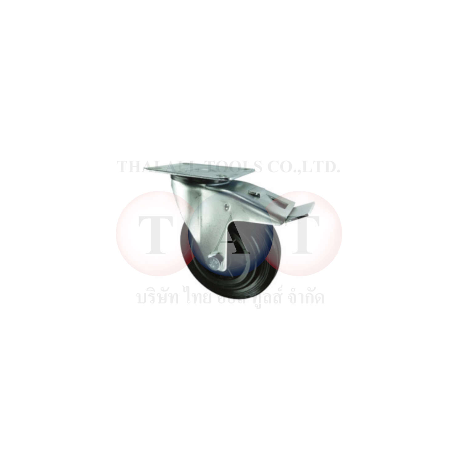 Atlas Workholders.BRAKED SWIVEL PLATE 100mm RUBBER TYRE; POLY CENTRE